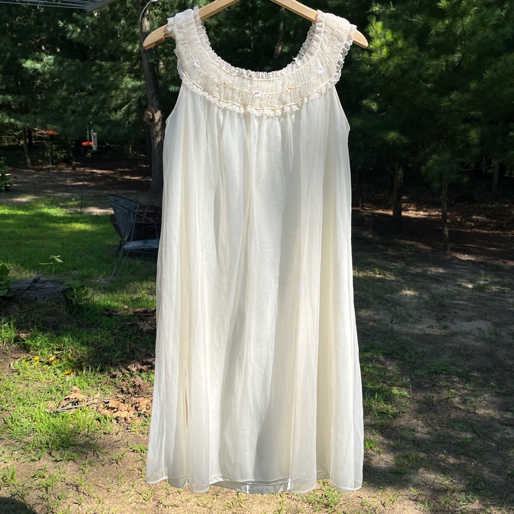 60s Gotham Peignoir Slip Dress Size S Nylon Coquette Lingerie Romantic